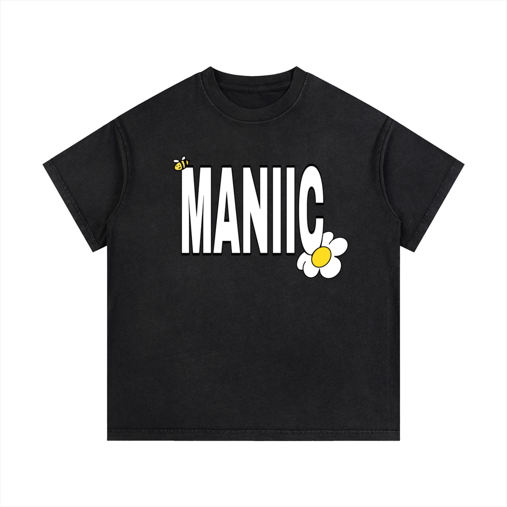 VINTAGE WASH MANIIC HONEY T - SHIRT BLACK, PINK, & BLUE