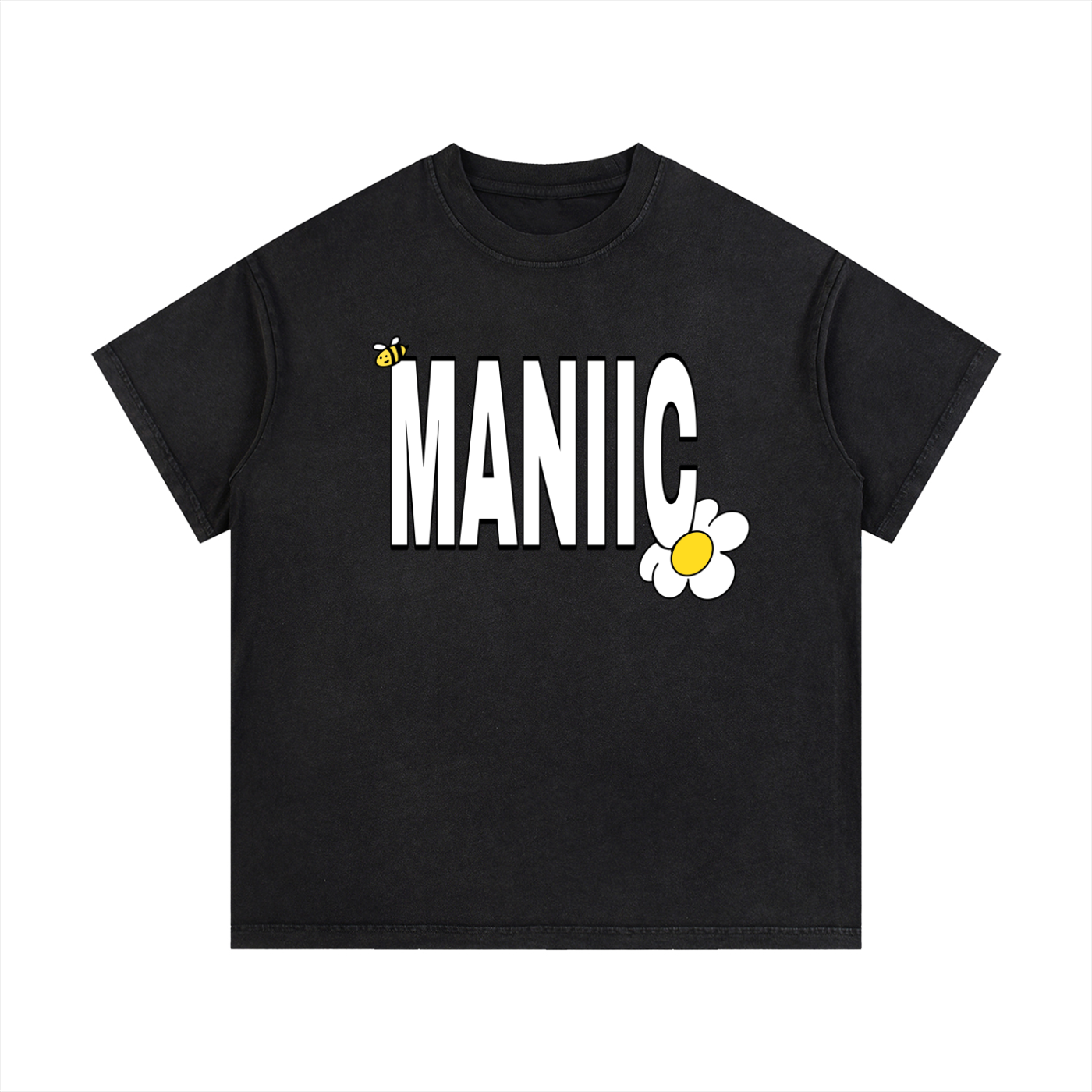 VINTAGE WASH MANIIC HONEY T - SHIRT BLACK, PINK, & BLUE