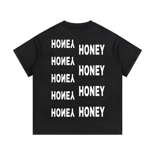 VINTAGE WASH MANIIC HONEY T - SHIRT BLACK, PINK, & BLUE